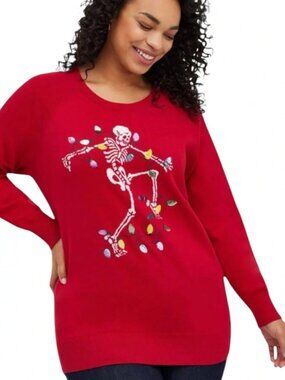 Torrid Dancing Holiday Light Skeleton Pullover Sweater
